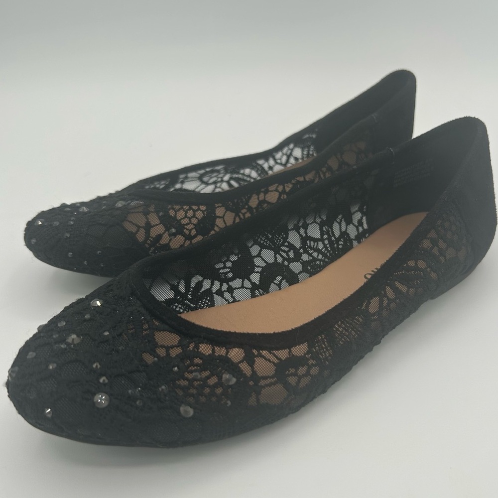 Zigi Soho black lace ballet flat Coquette Bohemian VintageInspired Embellished